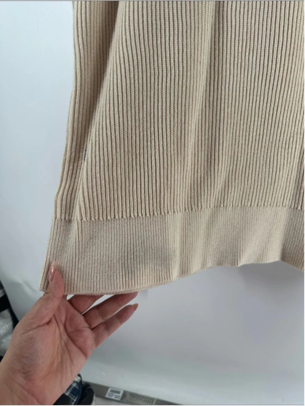 Kit & Ace 1/4 zip cream Ribbed Sweater wool blend sz lg